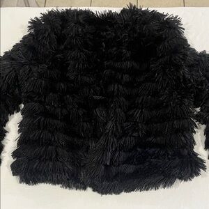 She + Sky Black Faux Fur Fringe Jacket